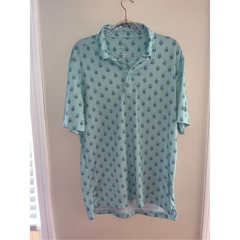 Southern Proper Teal Bikini Pattern Golf Polo Shirt M